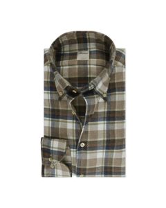 Beige skotskrutig skjorta från Stenströms med button down krage.