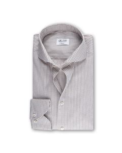 Beige Checkered Stretch Shirt