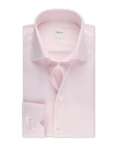 Stenströms Regular rosa twillskjorta i twofold bomull med hundtandsmönster, cut away-krage och pärlemorknappar.