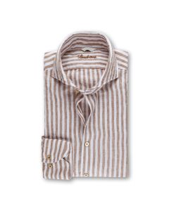 Beige Striped Linen Shirt