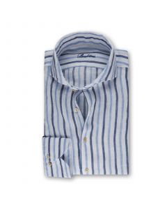 White Blue Striped Linen Shirt