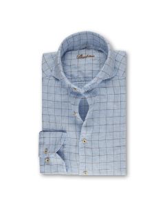 Light Blue Checkered Linen Shirt