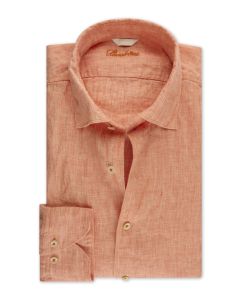 Orange Slim Linen Shirt