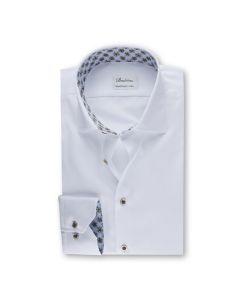 White Twill Shirt Floral Contrast