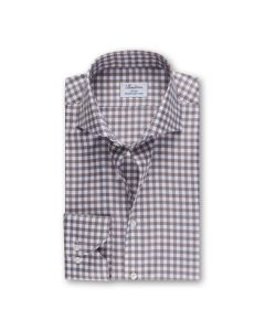 Brown White Checked Shirt