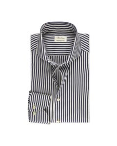 Dark Blue Striped Poplin Shirt