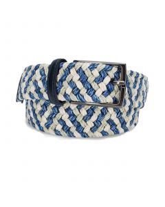 Blue White Braided Linen Belt