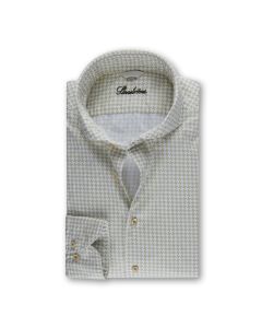 Green White Houndstooth Casual Shirt