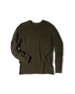 Forest Green Crew Neck Bouclé Wool Sweater