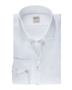 Vit jerseyskjorta med vita knappar.