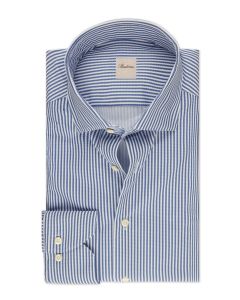 Slimline Blå Randig Jersey Skjorta