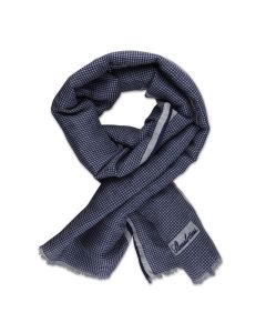 Blue Patterned Linen Mix Scarf