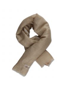 Beige Patterned Linen Mix Scarf