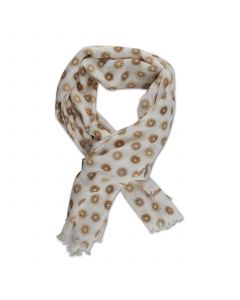 Beige Floral Cotton Scarf