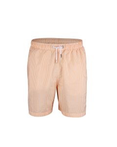 Orange Striped Seersucker Swim Shorts