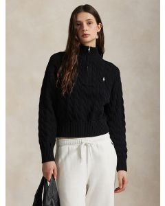 Black Cable Knit Half Zip Jumper
