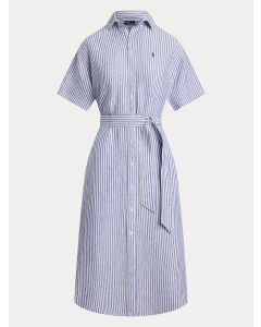 Blue Striped Linen Shirt Dress