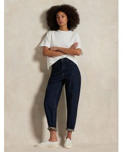 Blue Curved Tapered Jeans