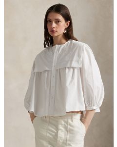 White Poplin Shirt, Flapped Collar