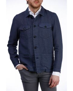 Navy Blue Linen Overshirt