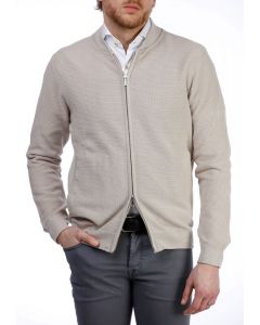 Beige Textured Zip Sweater