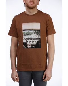 Brown T-shirt Tropical Print
