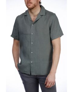 Green Linen Shirt Short Sleeve