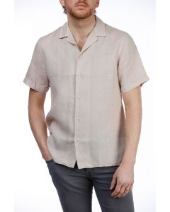 Beige Linen Shirt Short Sleeve