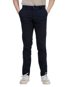 Textured Navy Blue Cotton Chinos