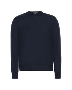 Dark Blue Merino Wool Crewneck Sweater