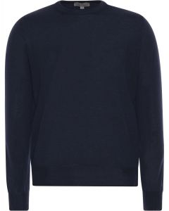 Dark Blue Merino Wool Crewneck Sweater