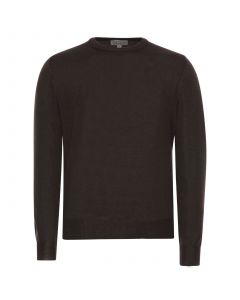Dark Brown Merino Wool Crewneck Sweater