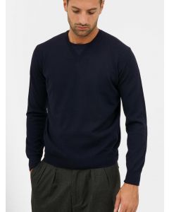 Navy V-Neck Merino Wool Sweater