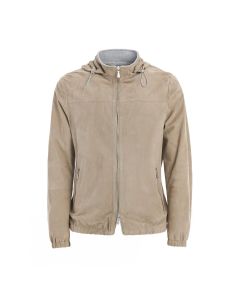 Full Zip Hooded Suede Jacket