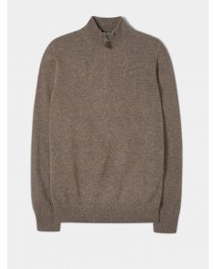 Brown Half Zip Geelong Wool Sweater
