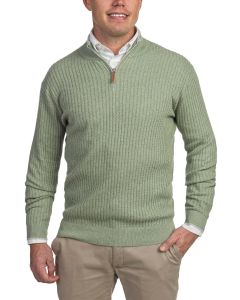 Light Green Cable Knitted Half Zip Sweater