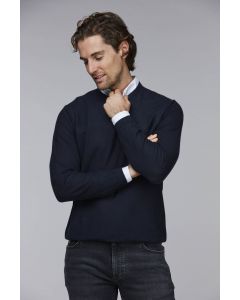 Navy Linen Mix Honeycomb Sweater