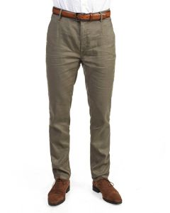 Dark Green Linen Mix Chino