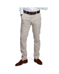 Beige Linen Mix Twill Chino