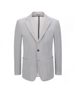 Ice Grey Cotton Blend Jersey Blazer