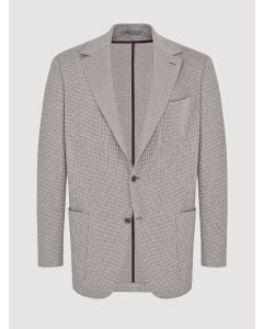 Beige Checkered Cotton Blazer