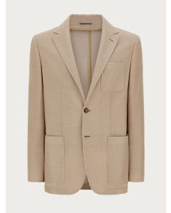 Beige Cotton Cashmere Jersey Blazer