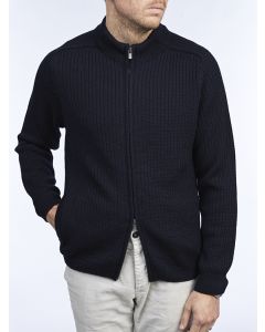 Navy Ribbed Zip Sweater