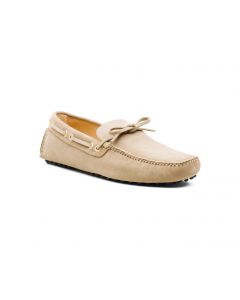 Beige Laced Suede Loafers