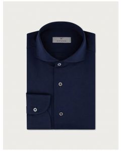 Navy Slim Cotton Jersey Shirt