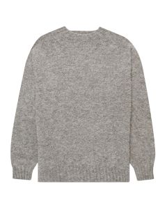 Grå Shetland rundhalsad stickad tröja