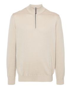 Beige Half-zip Cotton Sweater