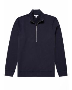Dark Blue Loopback Half Zip Sweater