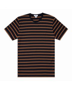 Blå, Brun randig t-shirt i Pimabomull.