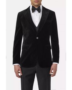 Black Pinstriped Frampton Tuxedo Blazer